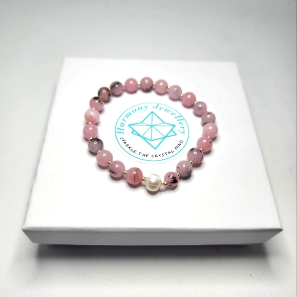 6 mm Pink Opal Freshwater pearl bracelet - Picture 3 of 3